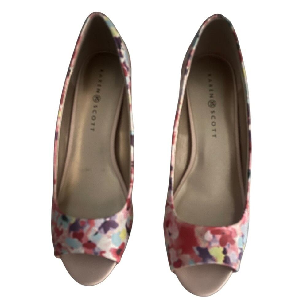 Karen Scott Open Toe Heels Floral Vinyl Upper Women's Size 9MShoes